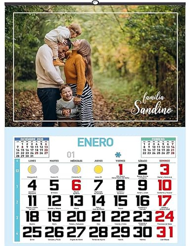 Calendario 2026 de pared personalizado - Tamaño 43,5 x 62 cm. - Diseño Minimalista Elegante - Faldilla mensual de Enero 2026 a Diciembre 2026 - Calendario Números Grandes. ONEPERSONAL