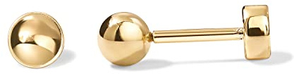 PAVOI 14K Gold Plated Solid 925 Sterling Silver Post Ball Stud Flat Back Earrings for Women,Cartilage Earring,Helix Piercing Jewelry,Small Stud Earrings for Women, Yellow Gold, No Gemstone