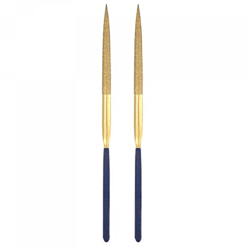 sourcing map Diamond Needle Files, 3mm x 140mm Titanium Coated Half Round Files Hand Tool with TPU Handle for Metal Stone Wood 2pcs
