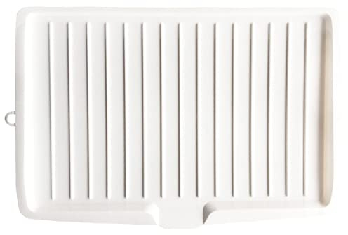 Halyuhn 17.7 Inch Plastic Dish Drainer Board, Large White Draining Tray with Side Drop Slope Diversion, Water Drain Board Drying Plate Dish Strainer Mat with Non-Slip Base for Bowl Cup Kitchenware