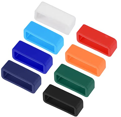 sourcing map Reloj Banda Correa, Goma Sustitución Sujeción Anillos Silicona Reloj Retenedores para 18mm Ancho Reloj Banda Mezcla Color 8uds