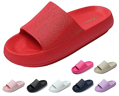 JOMIX Ciabatte Donna Estive Comode Nuvola Mare Donna Ciabatte Gomma Morbida Suola Spessa Casa Piscina Spiaggia SD5171-12 (Rosso, 38)
