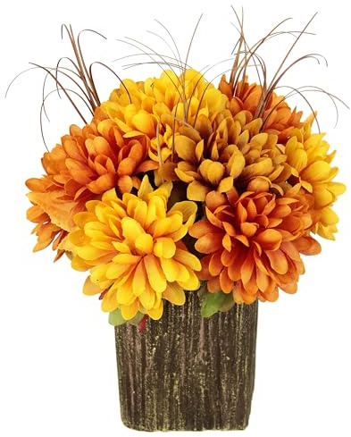 Konstgjord blomma krysantemum i kruka höstarrangemang höstblommor konstgjord växt arrangemang arrangemang halloween tacksägelse dekoration blomdekoration höstblommor dekorativa blommor höstlöv