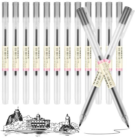 OFFCUP Gelschreiber 0.5mm, 12pcs Schwarze Gel-Tintenstifte, japanischer Stil Gelschreiber, extra feine Spitze Schwarzer Gel Kugelschreiber Schnell Trocknende Tinte