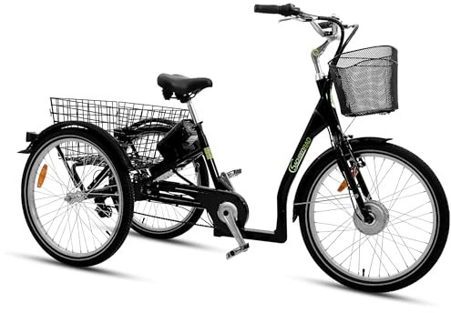 SachsenRAD E-Lastenrad T3A Trio mit Alarmanlage, 250W ebike mit LCD Display und StVZO-zugelassene LED-Leuchten für Kindertransport, Langlebiger LG-Zelle,schwarz