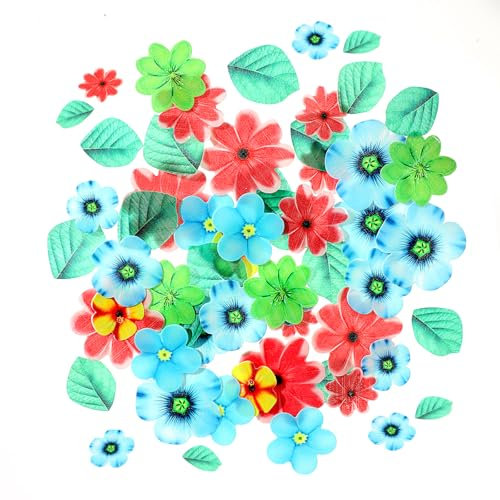 100 Stück Tortendeko Essbar Blumen Blätter Kuchen Deko Damen Mädchen Geburtstagskuchen Cupcake Topper für Weihnachten Geburtstagsfeier Heimdekoration