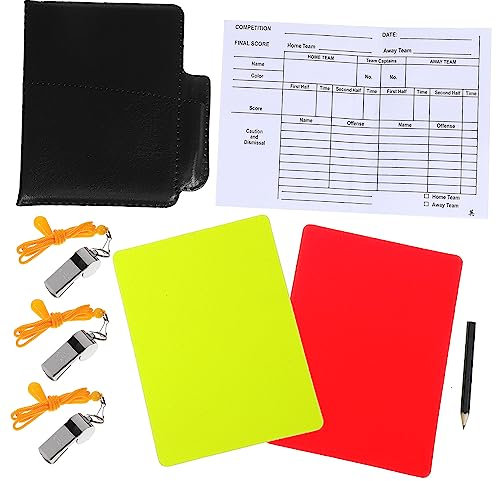 Anneome Fußball Schiedsrichter Mit Pfeife Schiedsrichterkarten Bleistift Spielberichtsbogen Für Fußball Basketball Volleyball Spiele