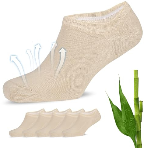 Fiera Besa 5 pares de calcetines de bambú para zapatillas, beige claro, 43-46