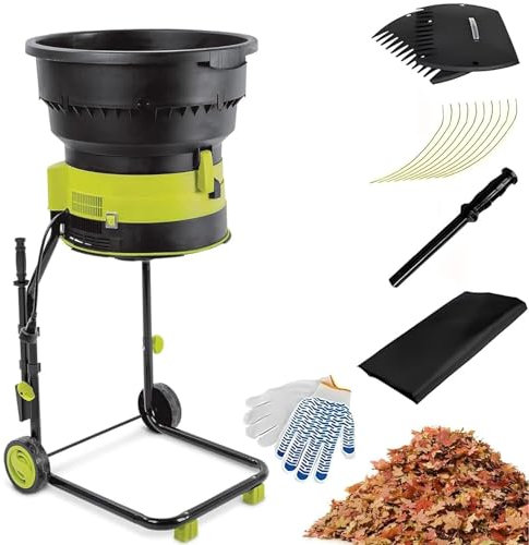2500W Bladeless Electric Leaf Mulcher Shredder Garden Corded Electric Chipper 8,000 RPM Mulches Up to 208 liters of Leaves Per Minute for Leaves,Grass & Yard Clippings,Powercord×50m