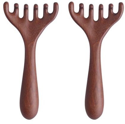 BOXOB 2pz Massaggiatore per La Testa in Legno, Grattatesta Portatile per Un Profondo Rilassamento Pettine in Legno Resistente Massaggiatore Cuoio Capelluto Regalo per Familiari e Amici