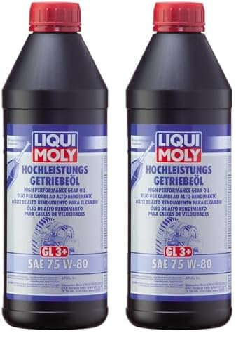 LIQUI MOLY Hochleistungs-Getriebeöl (GL3+) SAE 75W-80 | 1 L | Getriebeöl | Hydrauliköl | Art.-Nr.: 4427, farblos (Packung mit 2)