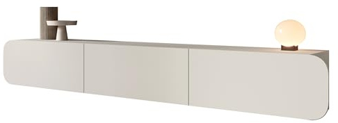 Mirjan24 Roteli 3D Meuble TV bas, système d'ouverture sans poignée, 3 volets/porte, meuble TV, buffet, meuble de télévision, meuble bas, table de télévision (Cachemire)