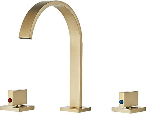 Moderno grifo de lavabo de baño de doble manija con 3 agujeros, grifo de tocador de cobre completo para decoración elegante del hogar, duradero y fácil de instalar