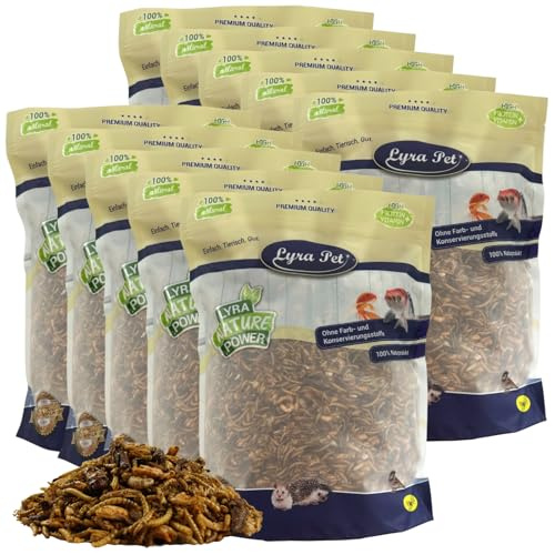 Lyra Pet® 10 kg mélange d’Insectes Protein Boost séchés avec vers de Farine | Riche en protéines & fibres - Sauterelles, vers de farine & crevettes - Aliment naturel pour oiseaux, poissons & reptiles