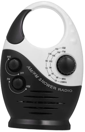 DIYEAH Radio FM de Ducha con Asa Superior Diseño Compacto y Ligero para Baño y Exterior Sonido Claro y Potente Duración Prolongada de Batería Resistente al Agua para Uso Portátil y