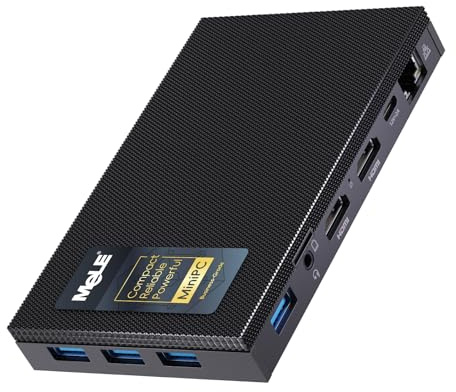 MeLE Quieter3Q Fläktlös Mini-PC, N5100 8GB 256GB, Dual HDMI, för IoT | N5100 upp till 2.8GHz, 8GB RAM, 256GB lagring, dubbel HDMI 4K, USB-C PD3.0, gigabitnätverk, automatisk start, IoT, VESA Mount