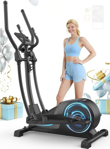 Cowmew Cross Trainer 16-Lvl Resistance 8KG Flywheel 150KG Capacity for Home | 3 in 1 Elliptical Cross Trainer 42cm Stride, Dual Armrests, Pulse Sensors, LCD Display, Ultra-Quiet Elliptical Machine