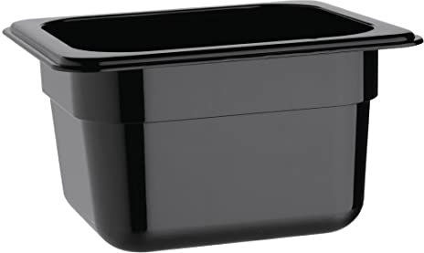 Vogue Plastic 1/6 Gastronorm Food Container 100mm Black - Fridge, Freezer Kitchen Storage Container U470