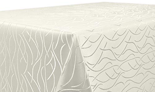 BEAUTEX Damast Tischdecke Jacquard eckig 135x180 Creme bügelfrei Streifen