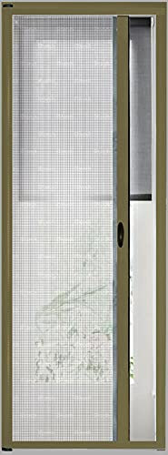 Zanzariera A Rullo Avvolgibile Scorrimento Orizzontale Profilo Regolabile Riducibile Telaio In Alluminio Universale Con Maniglie Per Finestra Porte Balconi colore Marrone (150 x 250 cm)