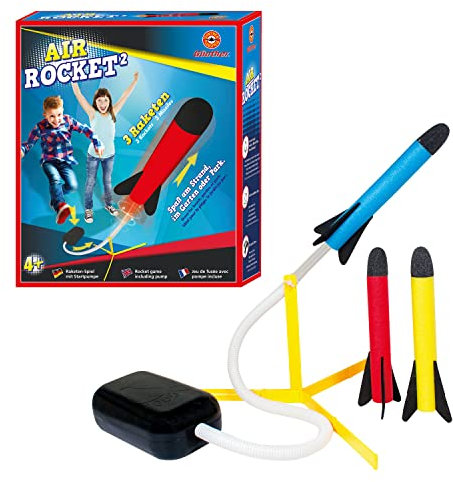 GÜNTHER FLUGSPIELE 1556 - Gioco di razzi Air Rocket² con pompa di lancio e 3 razzi in schiuma, per bambini dai 4 anni, grande divertimento in spiaggia, in giardino o al parco