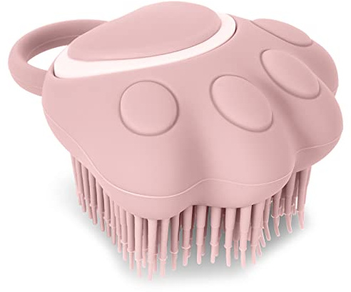 TIESOME Hund Katt Badborste Kamm, Silikon Valptrimningsborste Mjuk Husdjursrengöringsborste Massageborste Schampodispenser för lugnande Massagetvätt (rosa tappform)