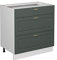 Vicco Küchenunterschrank Fame-Line, Grün-Gold Landhaus/Weiß, 80 cm mit 3 Schubladen, ohne Arbeitsplatte