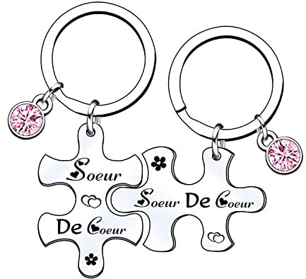 VZIUYTRE2pc porte-clés soeur, meilleur ami cadeau original anniversaire et offre heureuse message d'amitié ma soeur de coeur est toujours belle à meilleur ami