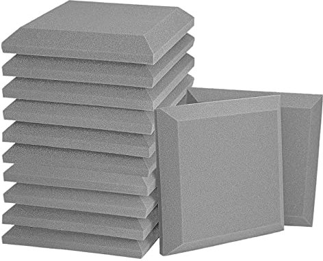 Zpoicaegn - Lote de 12 paneles de espuma acústica, azulejos biselados 3D, paneles acústicos, absorbente de aislamiento acústico insonorizado.