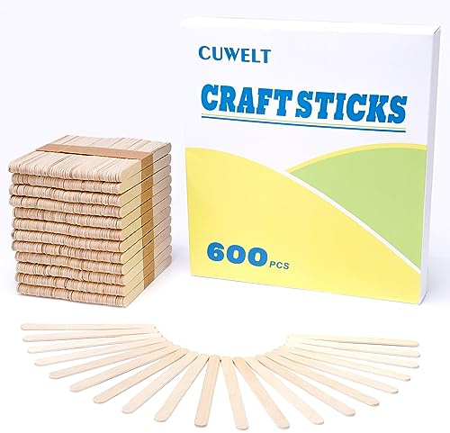 600pcs Lollipop Craft Sticks, Natural Wood Lolly Sticks 114 mm | Wooden Lollipop Sticks, Wood Craft Sticks for Ice Cream Making and Crafts, Handwork and Arts, Crafts