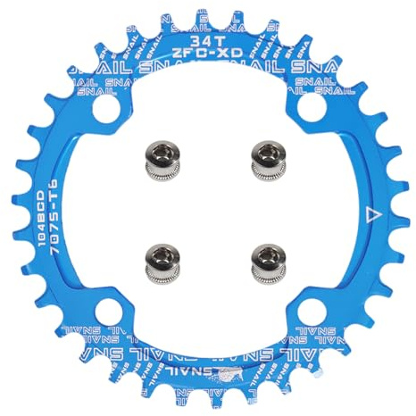 yongness Plateau de manivelle de vélo 34T Plateau étroit et Large 104BCD Plateau de vélo à Plateau Unique à Dents positives et négatives adapté aux VTT et vélos de Route (Bleu)