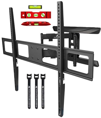Maclean MC-423 Doppelarm TV Wandhalterung, Universal für 43-100 OLED/QLED/LCD/LED/Plasma Fernseher, max VESA 800x600, Belastung bis 80kg, Neigbar, Schwenkar, Wandabstand von 50 bis 500 mm