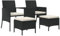 vidaXL Gartensofa 2-Sitzer, Gartenbank mit Tisch Hockern, Sitzbank für Garten Terrasse Balkon, Gartenmöbel Gartensessel, Schwarz Poly Rattan