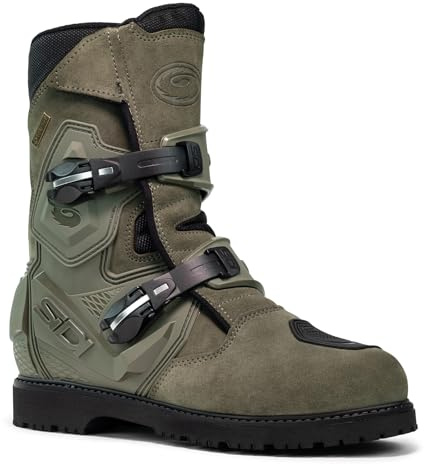 Sidi Botas de motocicleta de turismo, botas de motocross profesionales para hombre, MID ADVENTURE 2 GORE, hebillas microajustables, GORE-TEX, correa de velcro, Militar, 46.5 EU