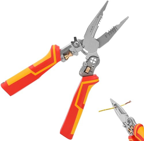 DAOZUL Pelacables Electricista, Pelacables con Comprobador de Tensión, Alicates Pelacables, Pelado de Cables, 9 en 1 Pelacables Electricista Profesional, Alicates Cortadores de Cables