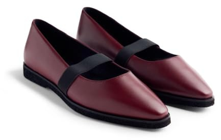 GIOSEPPO Bailarina de Piel Modelo Lonsdale Color Burdeos, Talla 38