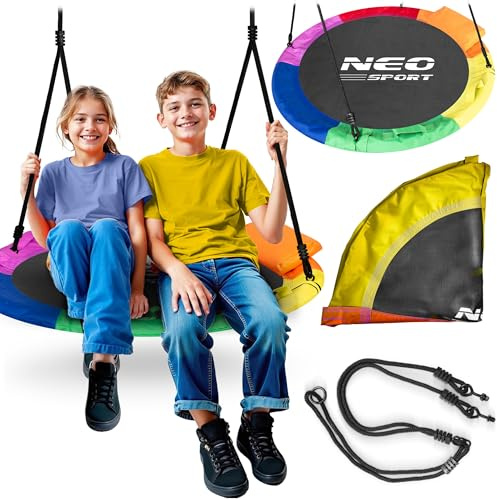 Neo-Sport Altalena a nido da esterno per bambini, con cuscino, 105 cm, capacità di carico fino a 150 kg, Swingo multicolore