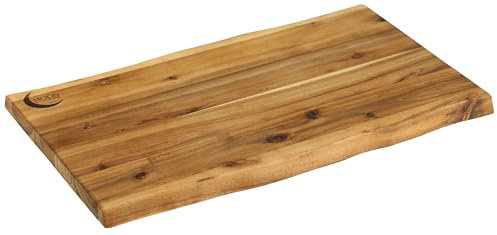 MOON HOME Schneidebrett Mars Short, hochwertiges Servierbrett aus Akazie/Holz, rustikales Holzbrett ideal zum stilvollen Servieren, natürlich antibakteriell & hygienisch, 45 x 27 x 2 cm