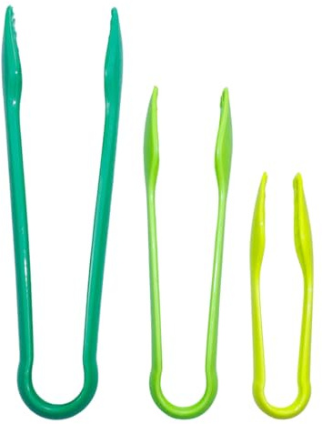3PCS Plastic Serving Tongs Set, Kitchen Clip Non-Stick Food Tongs Small Medium Large Bread Tongs Cooking Tong for Oven Baking Salad Steak Vegetable Ice Serving Tools Utensil Set
