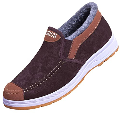 Generiskt fodrade sneakers herr, varma vinterskor herr, vandringsskor halkfria utomhusskor enfärgade sportskor gym skor vinter läder PU sneakers för utomhus, camping, svart, 44 EU