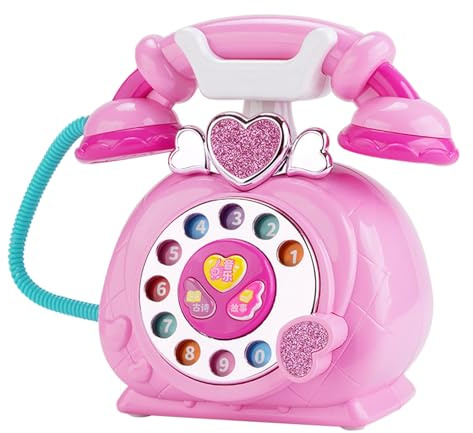 Fai Finta Di Giocare Con Il Telefono - Giocattolo Con Quadrante Rotante Su Linea Fissa Con Filo, Pulsanti Vocali E Narrazione Musicale, Materiale ABS Sicuro Per Lo Sviluppo Cognitivo Delle Abilità Soc