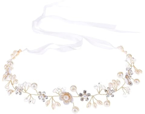 Luxorium 1 unidad de accesorio para el cabello comunión para niñas corona de flores para boda primera comunión confirmación diadema dorada con perlas