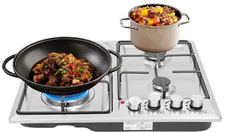 Gas Stove 4 Burner, Kitchen Gas Stove Tempered Glass Built-In NG/LPG Conversion Kit Thermocouple Protection and Easy to Clean, Cooktop Stoves Burner, Cooktop for Rvs Kitchen Outdoor