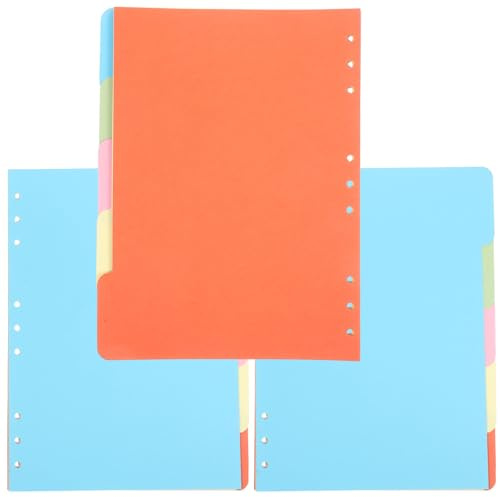 SUPVOX Intercalaires de Classeur Colorés B5, 15 Onglets de Séparation de Pages pour Cahier, Marqueurs Index 3 Sets de 5 Feuilles, Fournitures de Bureau Pratiques pour Organisation Rapide