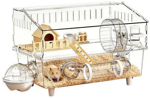 Hamsterbur - Full Surround- Och Paneler Med Hög Genomskinlighet, Löstagbara Delar, Råttbur, Små Husdjursmus | Hamsterhus Passar Både Inomhus Och Utomhus