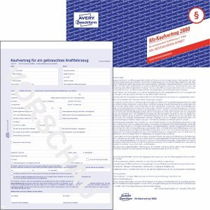 AVERY Zweckform 5 x Vordruck Kaufvertrag A4 KFZ 4fach-Satz selbstdurchschreibend