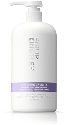 Philip Kingsley | Pure Blonde/Silver Purple Conditioner | Colour Correcting Conditioner for Blonde, Silver, Grey Platinum Bleached, Brassy Hair | For Orange Brassiness and Yellow Tones | 1000ml