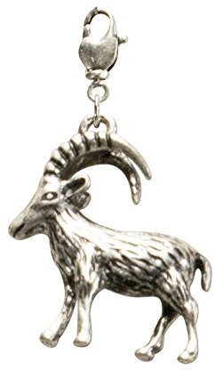Alpenflüstern Trachten-Anhänger Gamsbock für Charivari oder Trachtenkette (antik-silber-farben) AAH125