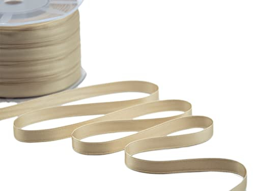 Furlanis - Cinta De Raso De Doble Cara, Decoración de Regalo Cajas Flores Boda Navidad, Tela Italiana - Beige, 10 mm x 100 m