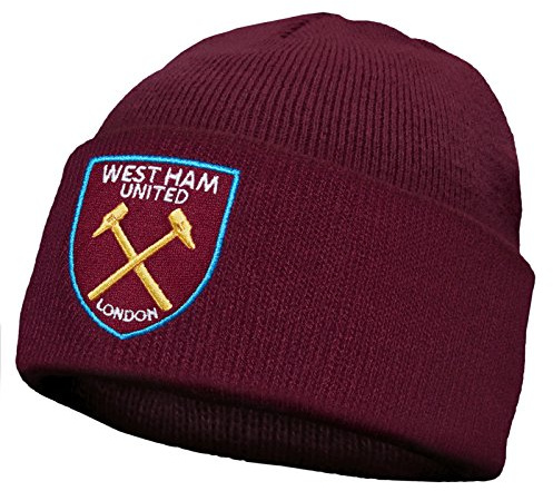 West Ham United FC Official Football Gift Kids Knitted Bronx Beanie Hat Claret